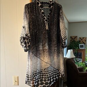 Black and White Polka Dot Tunic Blouse
